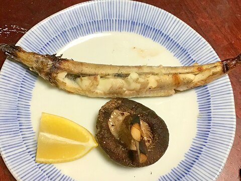 ニギスの粕漬と椎茸のグリル焼き。